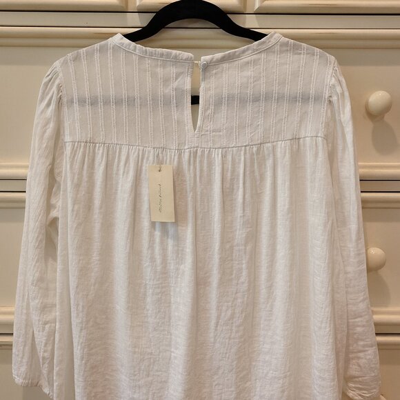 Universal Thread White Peasant Blouse XXL Long Sleeve Sheer Stripe Boho - NWT - Picture 2 of 4